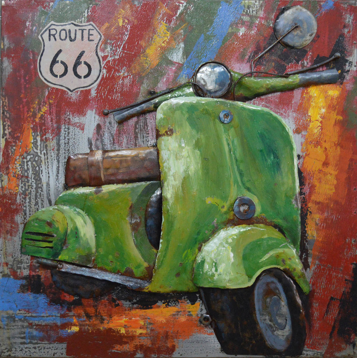 Wandbild MOTORROLLER - Metall - 80x80 cm