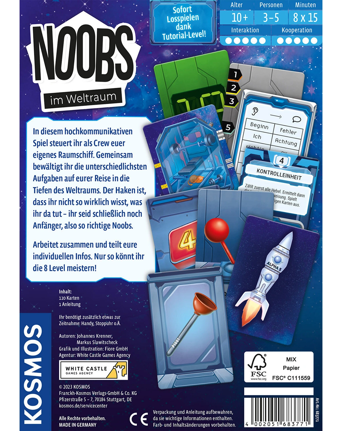 Gesellschaftsspiel NOOBS - IM WELTRAUM in bunt