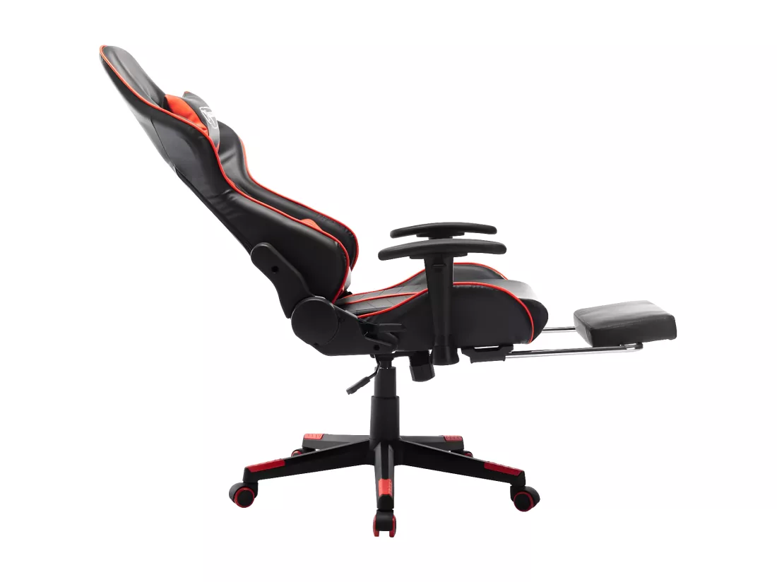 Chaise de jeu avec repose-pied Noir et rouge Cuir artificiel