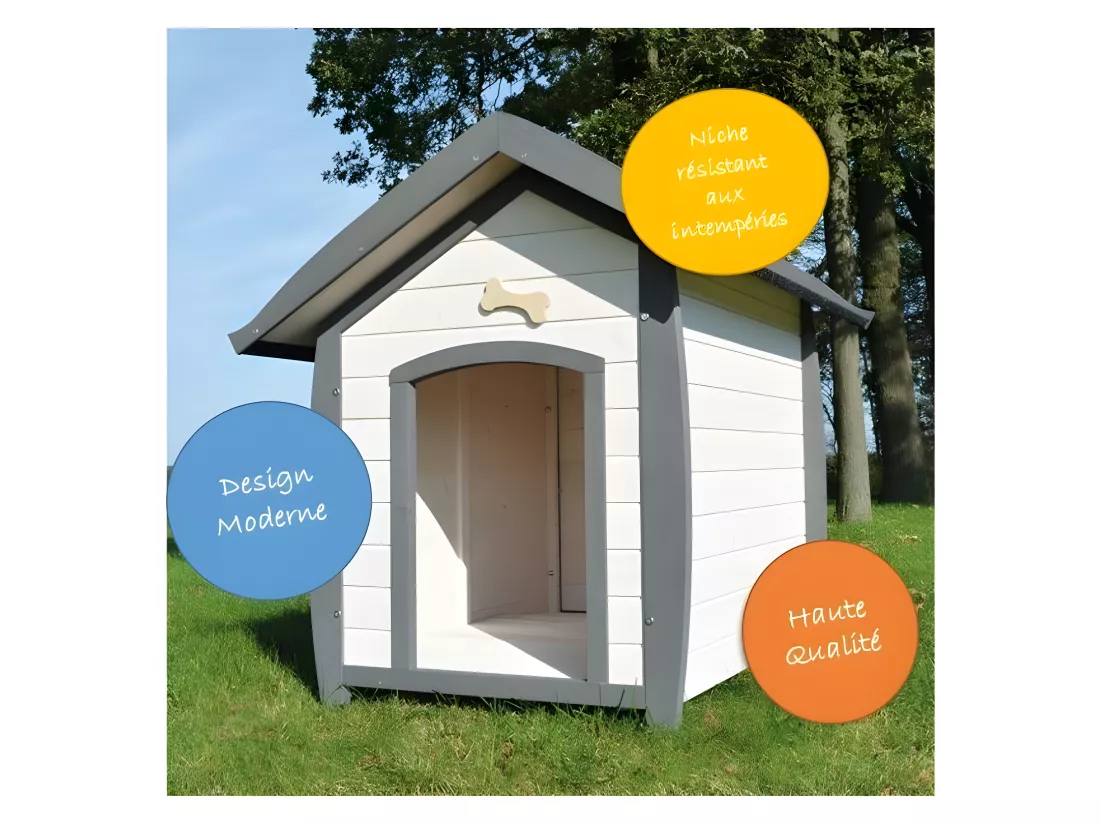 Niche Chien en bois moderne de haute qualite BELLA 223 Taille XL 97 x 111 x 108 cm