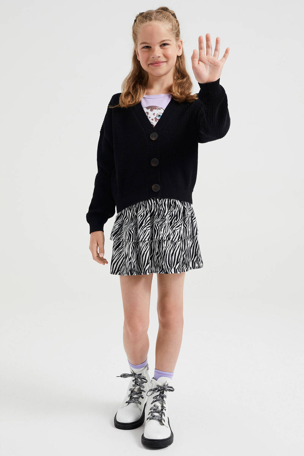 WE Fashion fijngebreid vest zwart