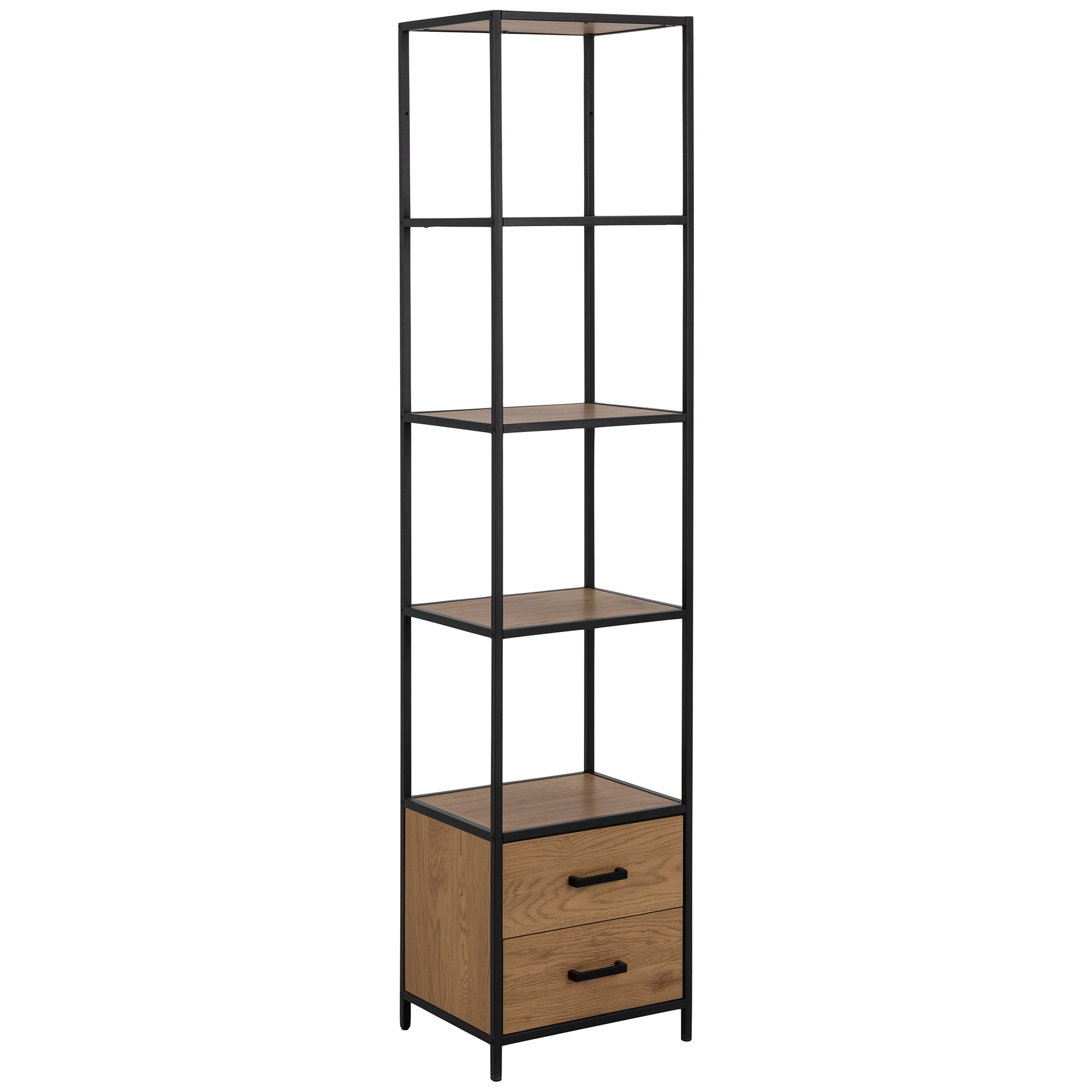 Regal SEAFORD - schwarz-holzfarben - 2 Schubladen - 42 cm breit