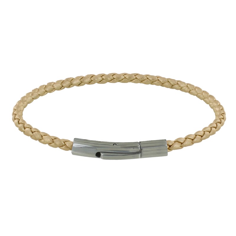 Bracelet Femme Cuir Tréssé Rond 18cm - Or