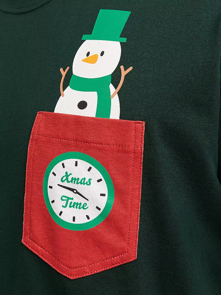 JACK & JONES T-Shirt JJXMAS dunkelgrün