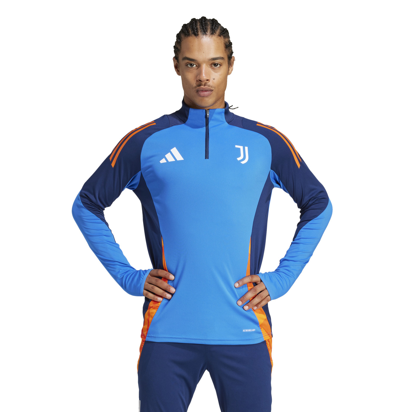 Adidas Juventus Trainingstrui 1/4-Zip 2024-2025 Blauw Oranje Wit