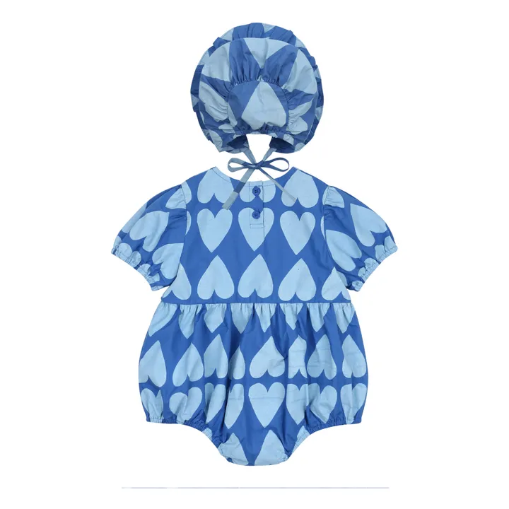 Jelly Mallow Ensemble Barboteuse et Béguin Cœur | Bleu