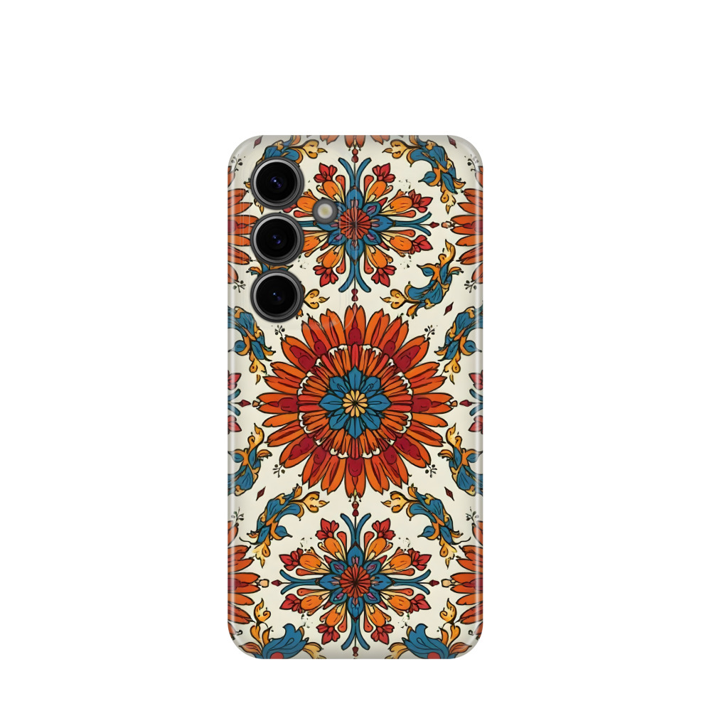 Samsung Galaxy S24 Kunststoff Hülle Majolika-Goldranken - Braun