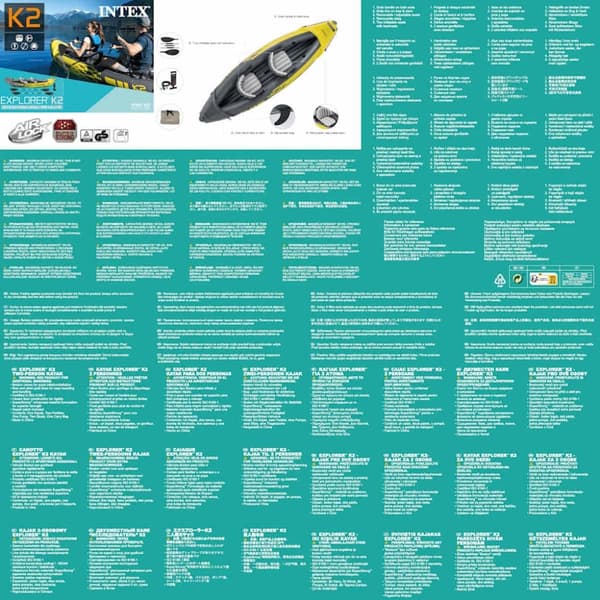 INTEX Oppblåsbar kajakk Explorer K2 312x91x51 cm 68307NP