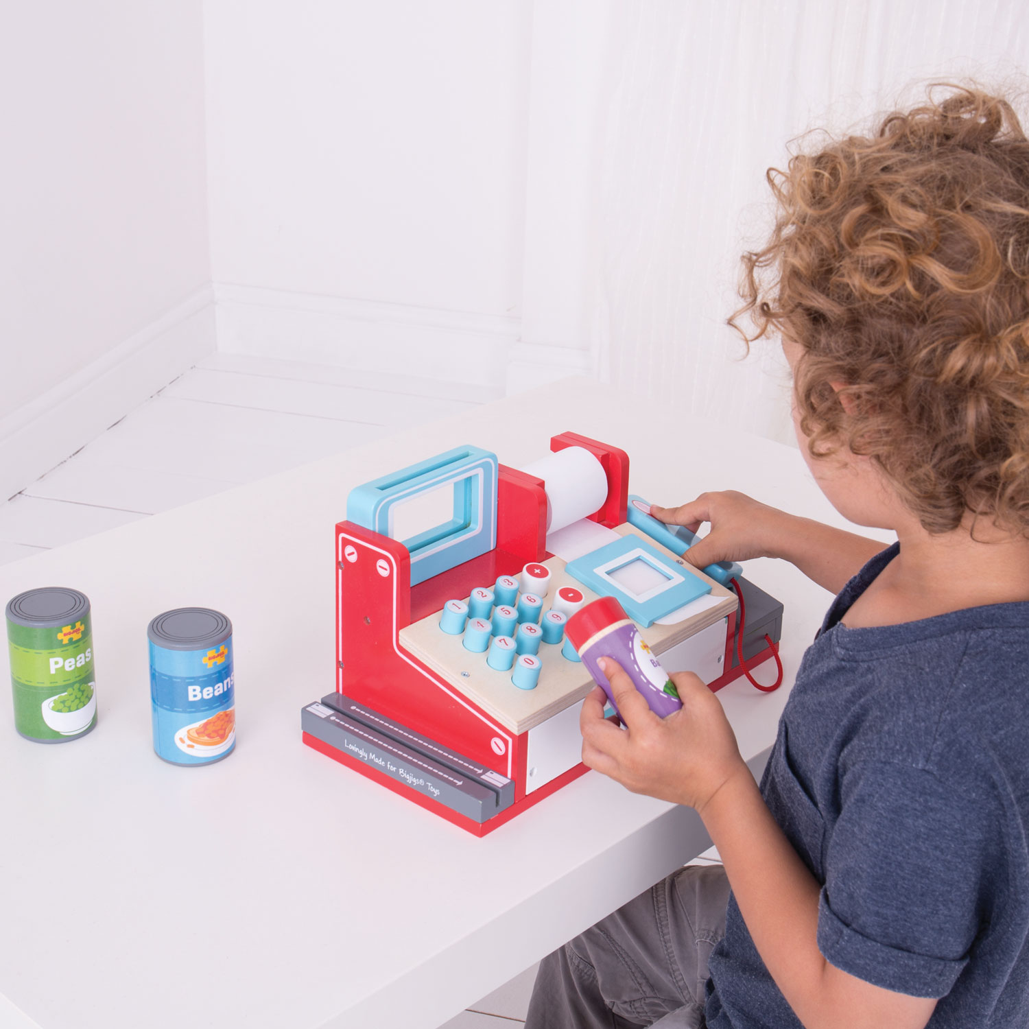Bigjigs Houten Kassa met Scanner, 30dlg.
