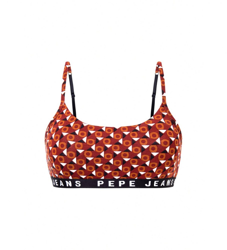 Sutiã geométrico Pepe Jeans na cor bordô.