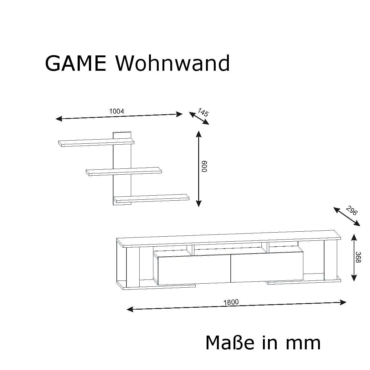 Wohnwand Game Weiß