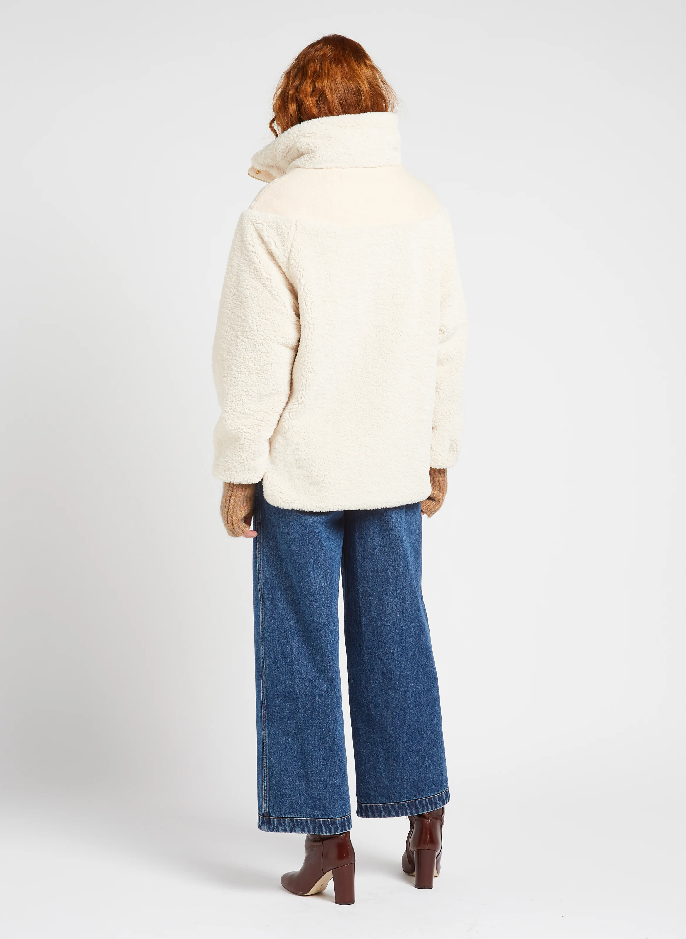 ROSE - Manteau col montant en fausse fourrure| Beige