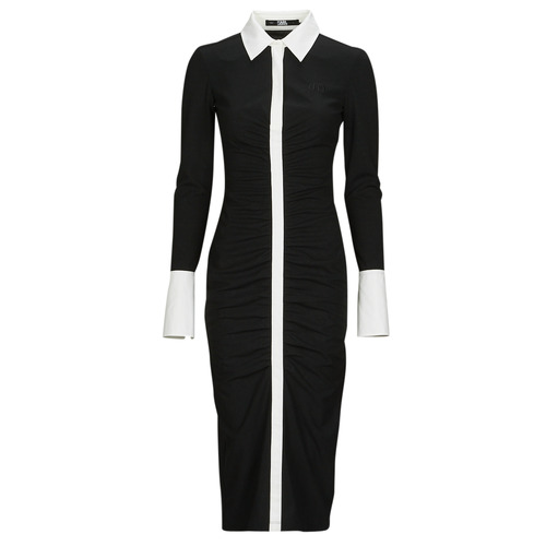 Karl Lagerfeld - LSLV POLO DRESS Negro / Blanco