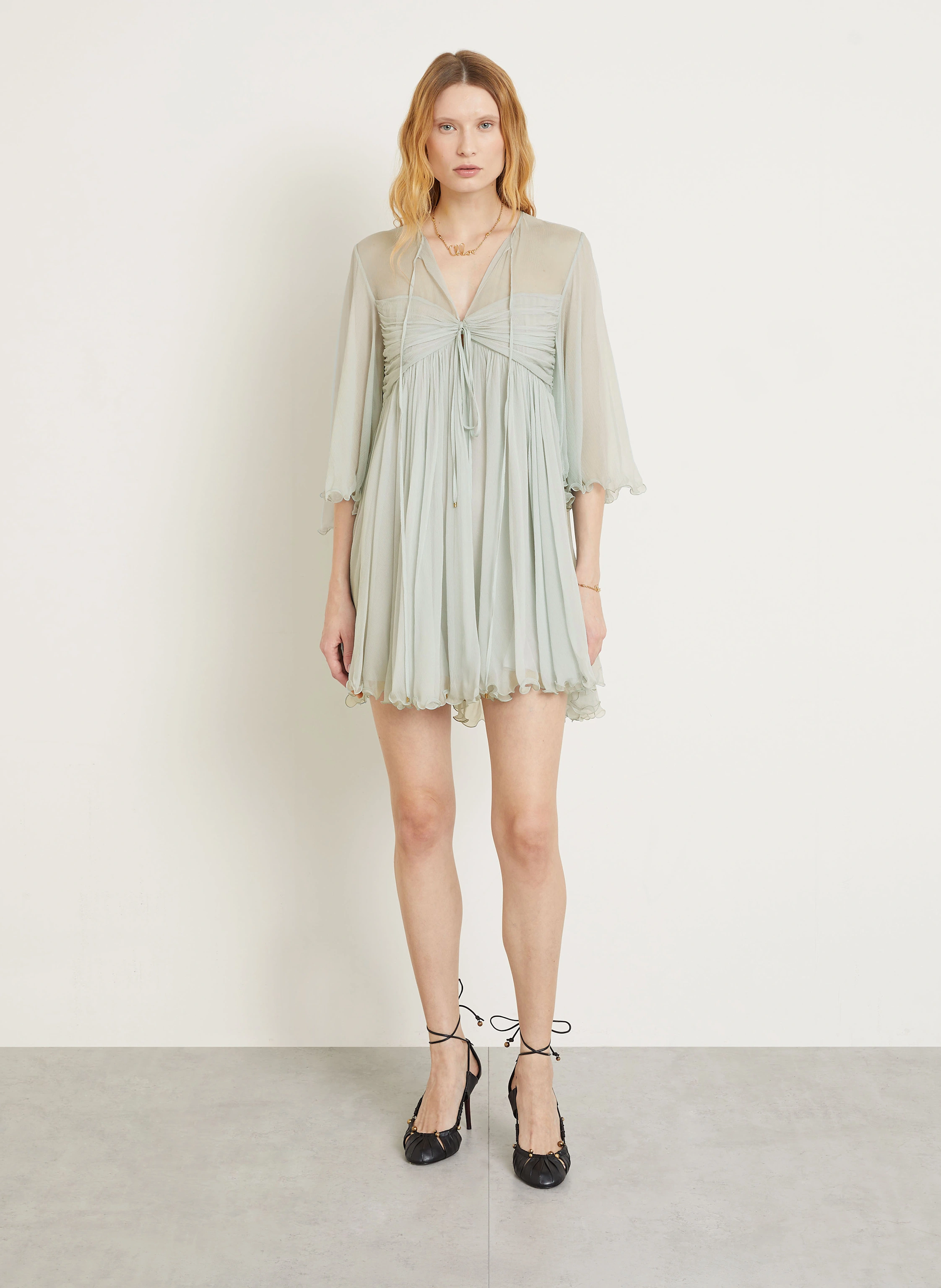 Chloé Seidenkleid mit 3/4-Arm