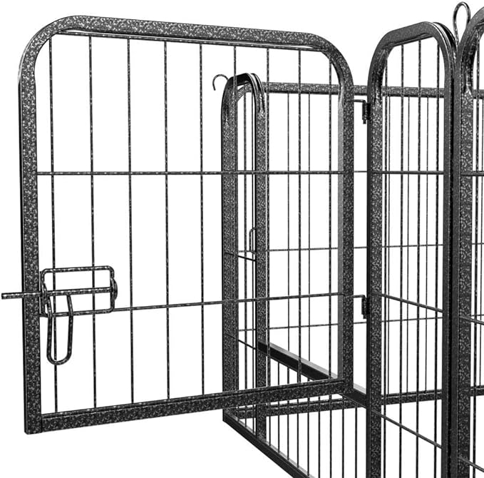 (8er Set) 80x100cm Metall Welpenauslauf Gitter Hunde Laufstall Zaun Haustier Gehege - Schwarz