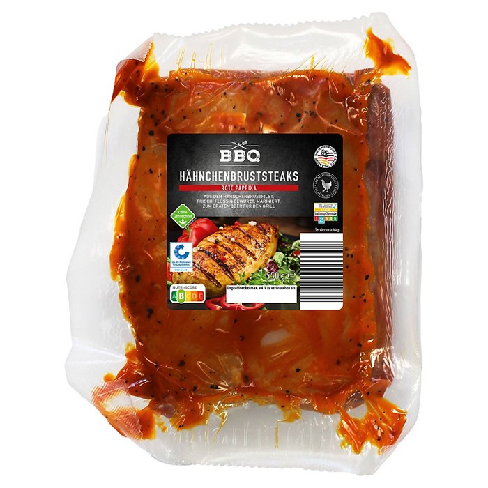 BBQ Hähnchensteaks mariniert 550 g, rote Paprika