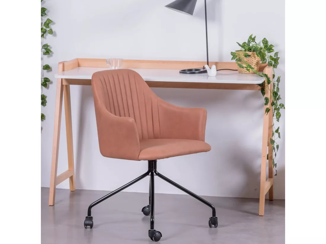 Table de bureau minimaliste en bois de chêne - Pop - Blanc