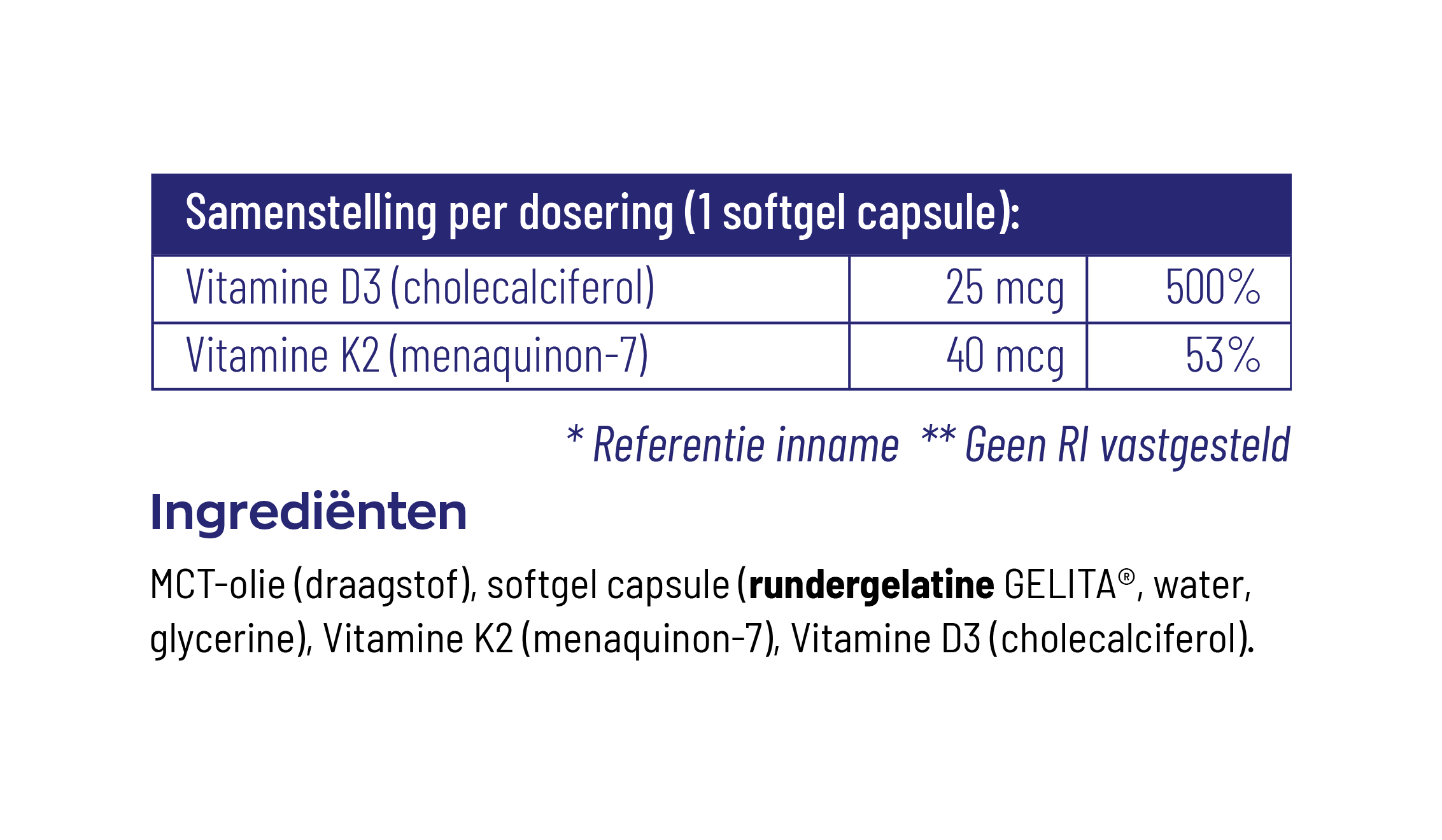 Vitamine D3 & K2 softgels