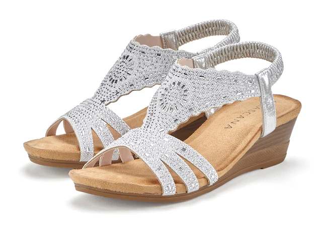 LASCANA Sandalette »Sommerschuh«  Sandale, Sommerschuh mit Glitzerdetails und elastischem Riemchen