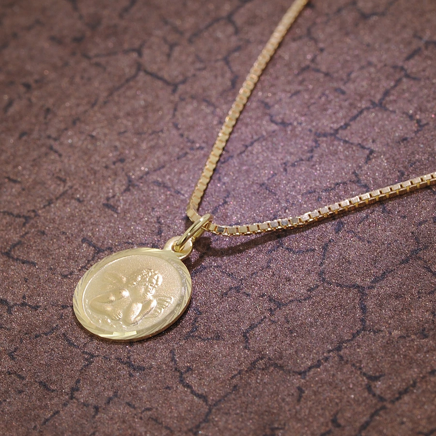 trendor Kinder Schutzengel Anhänger Gold 585 mit goldplattierter Kette gold
