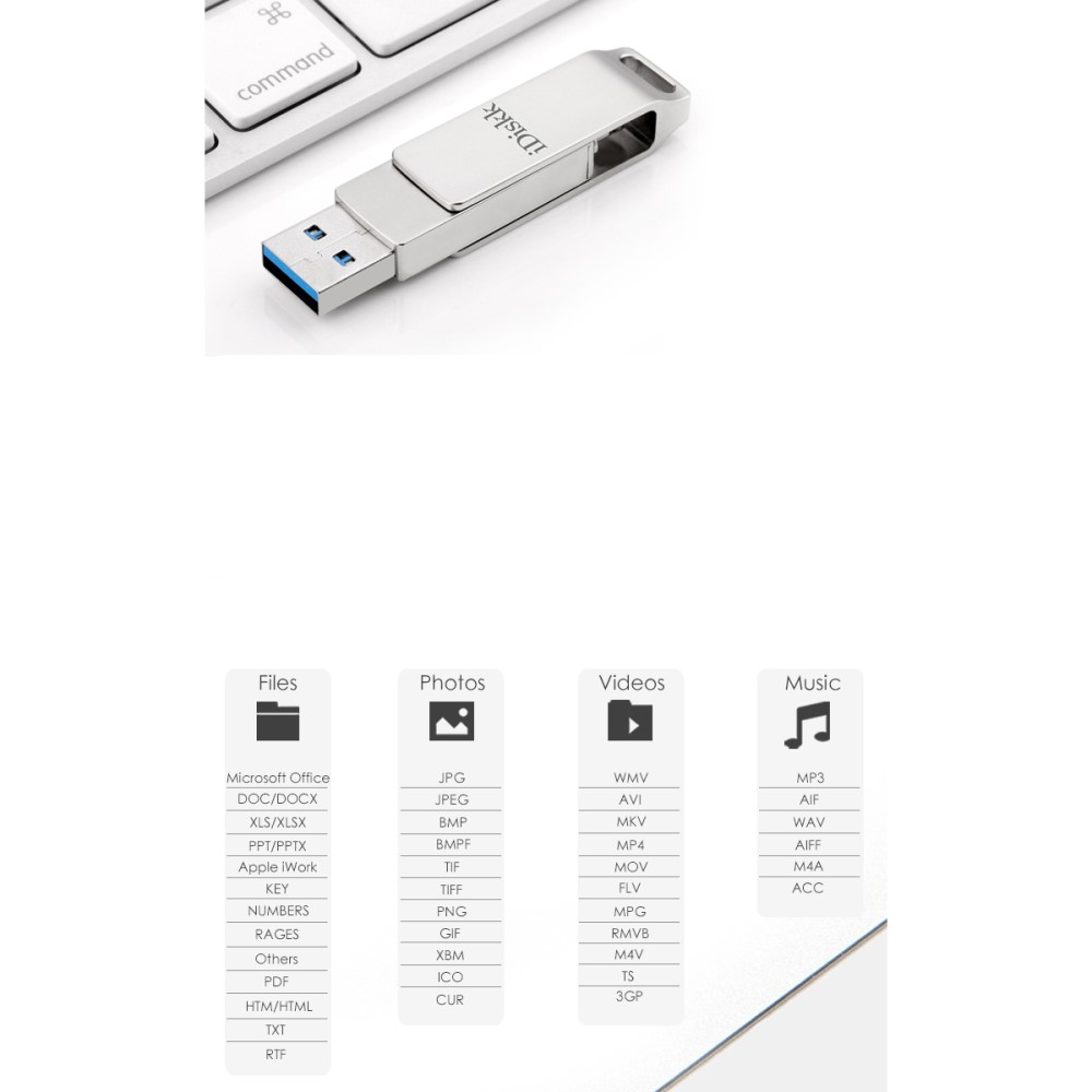 (MFi) 64GB Flash Drive HighSpeed USB Stick Lightning   USB A (USB 3.0) - Silber