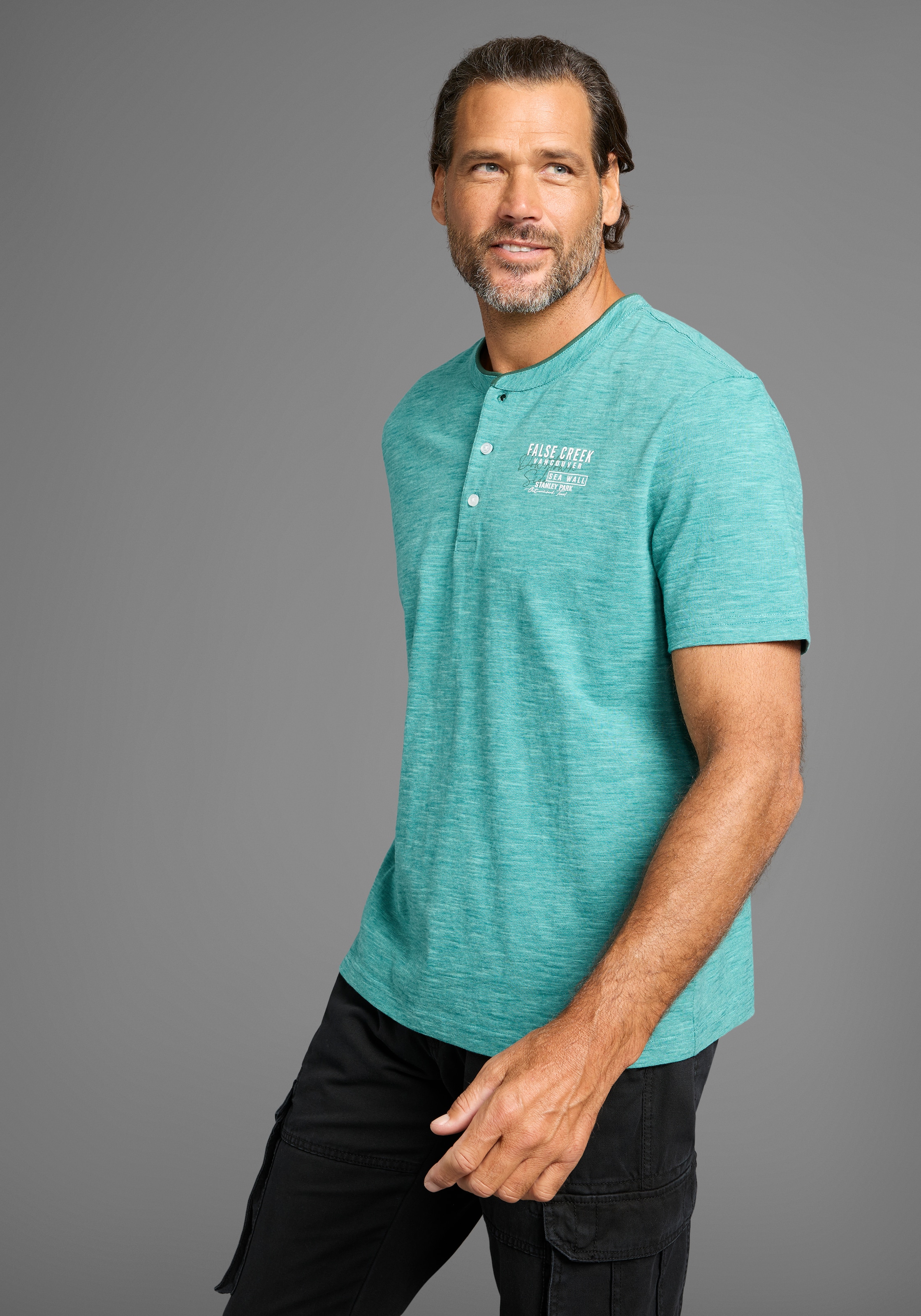 Man's World Henleyshirt , mit Stehkragen-Optik und funktionaler Knopfleiste