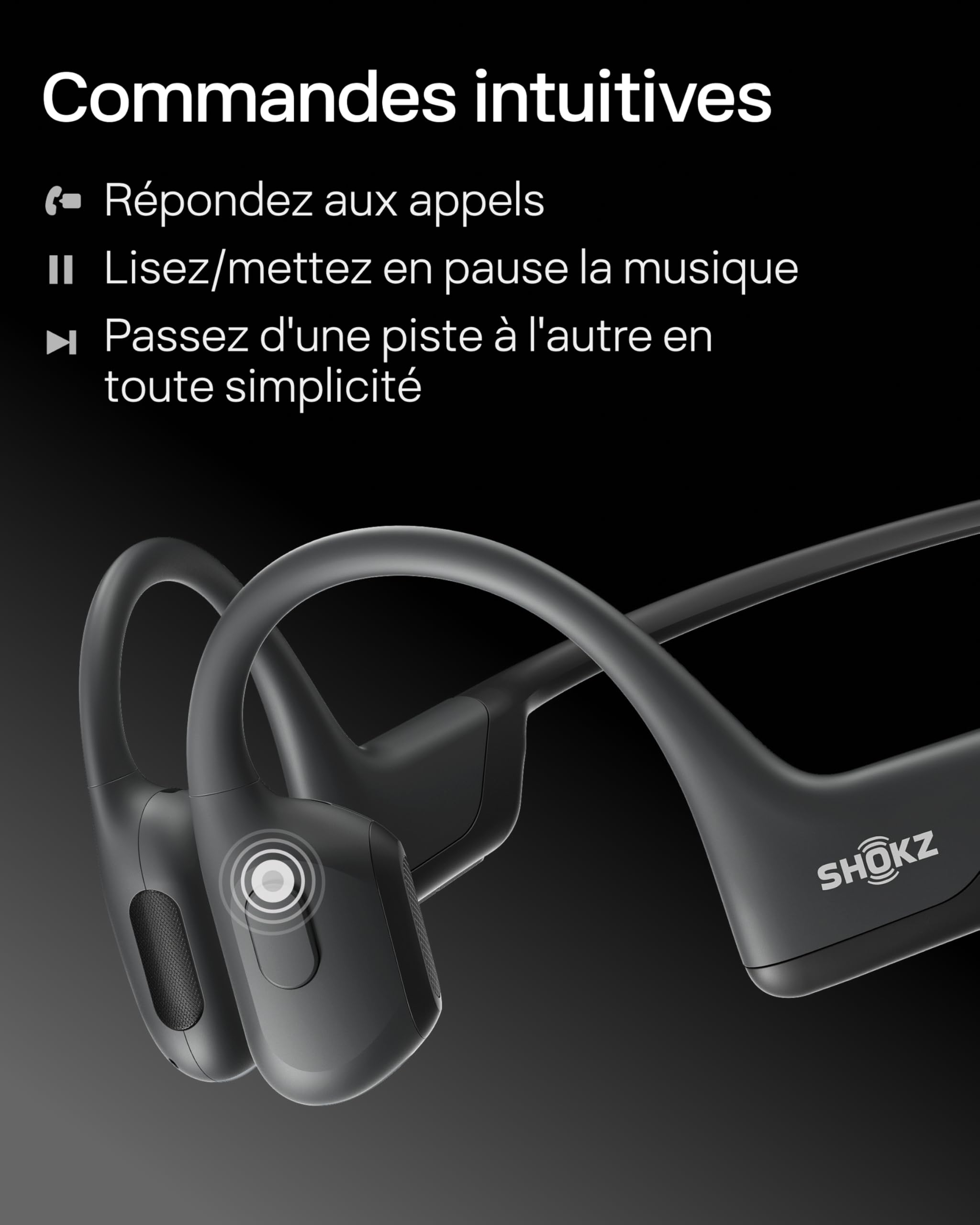 SHOKZ OpenRun Pro Mini Casque à Conduction osseuse, écouteurs Bluetooth Oreilles Libres pour Le Sport avec Micro, Casque sans Fil étanche IP55, 10H d’autonomie, Bandeau de Sport, Noir