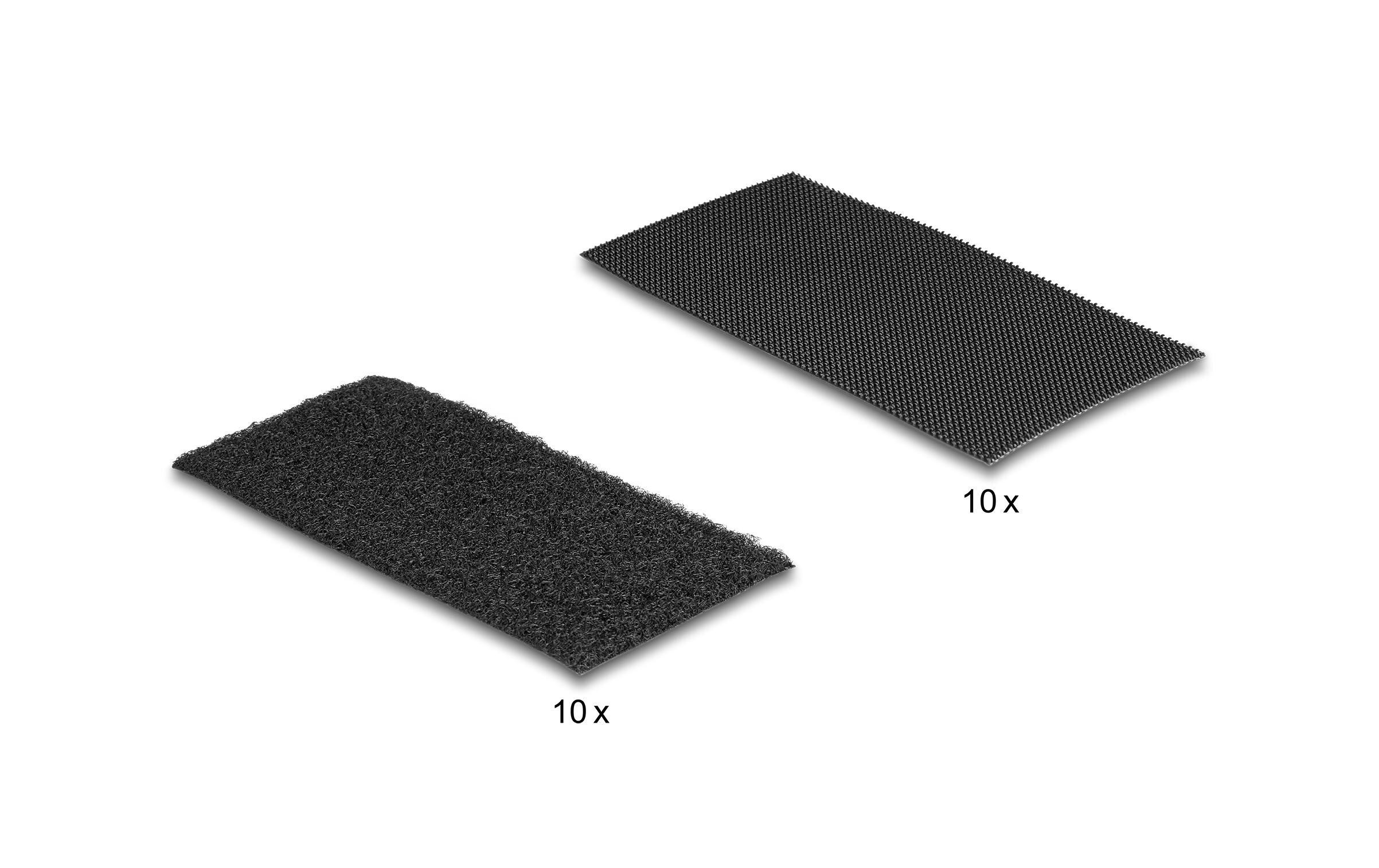 Klettrechtecke Schwarz 0.1 m x 50 mm, 10 StückDelock Klettpad selbstklebend mit Haft- und Flauschpad L 100 x B 50 mm Set 10 Stück schwarz