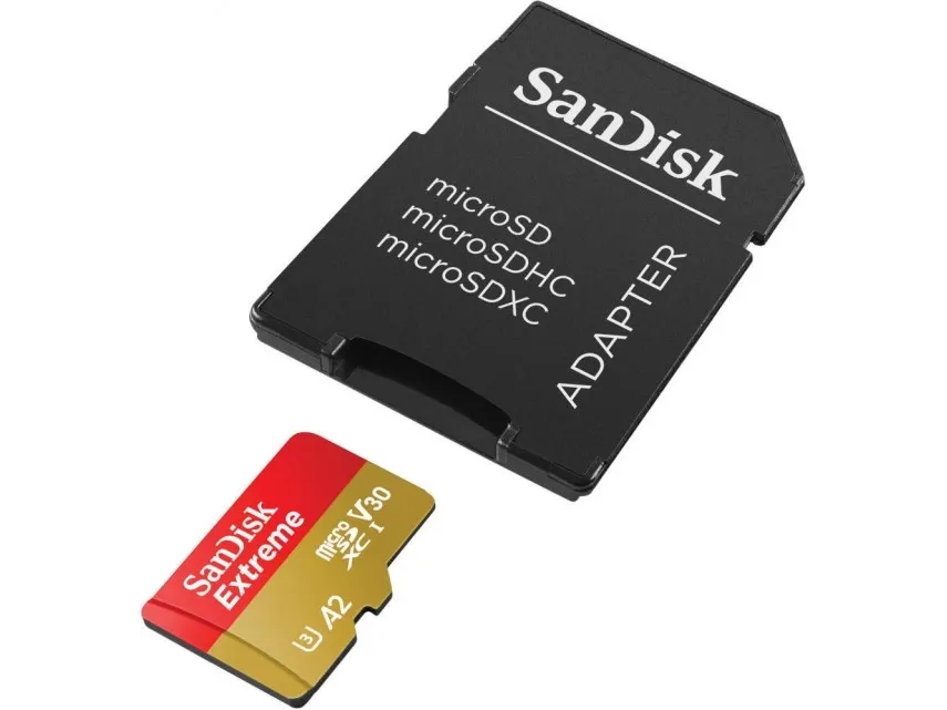 SanDisk Extreme - Flashhukommelseskort (microSDXC til SD adapter inkluderet) - 128 GB - A2 / Video Class V30 / UHS-I U3 / Class10 - microSDXC UHS-I