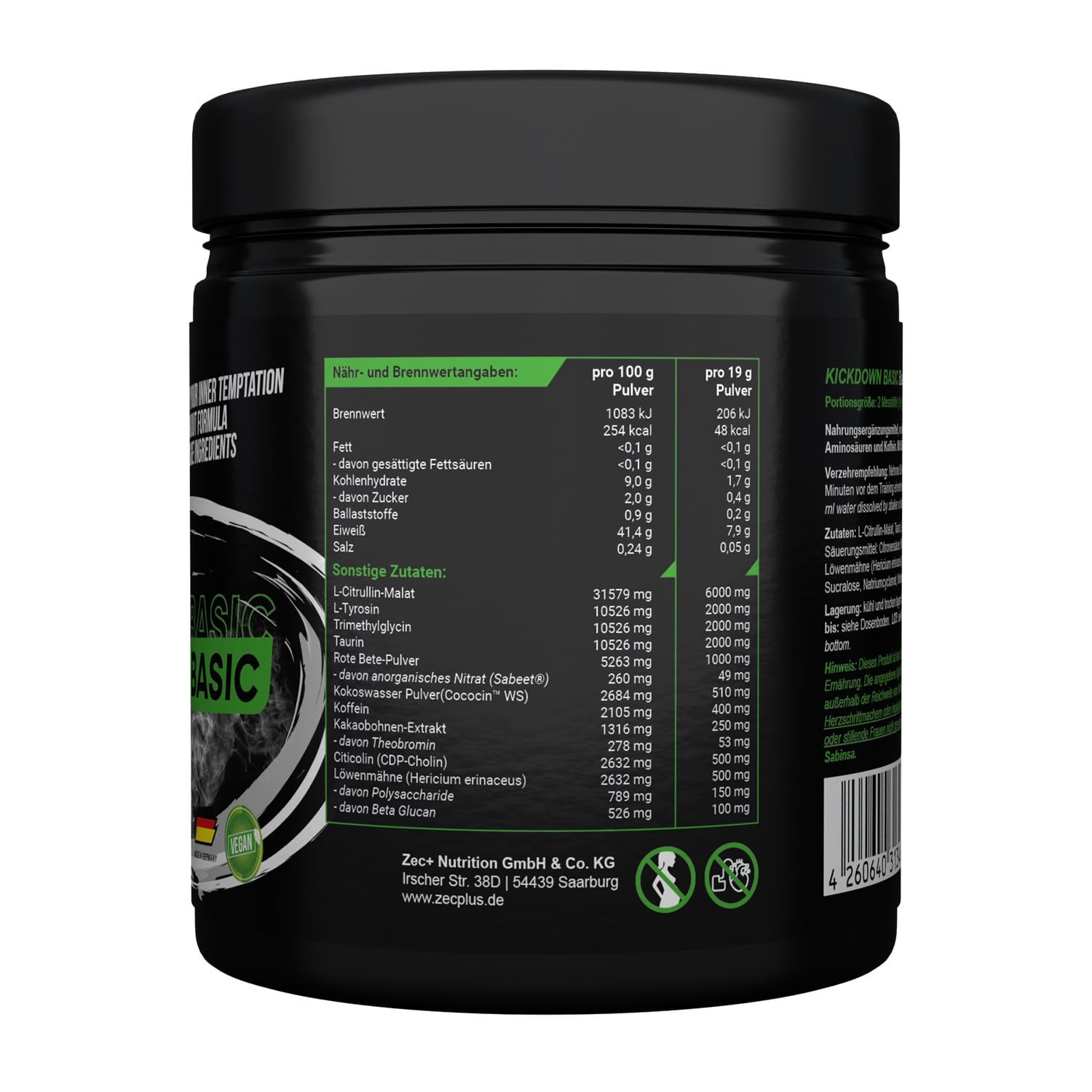 ZEC+ KICKDOWN BASIC Pre Workout Booster