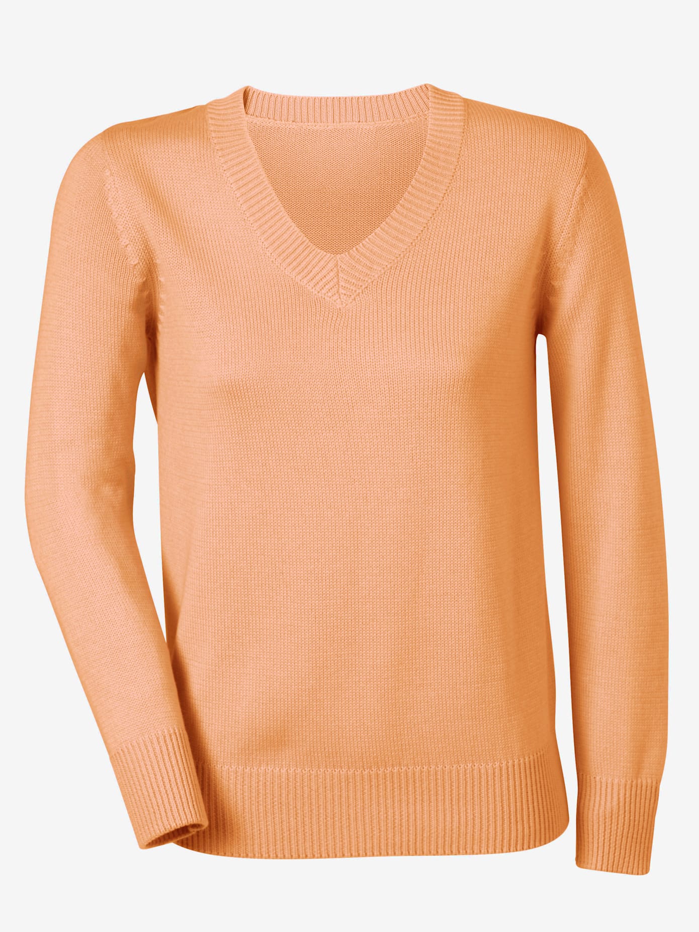 Pull femme coupe classique col en v finitions côtelées