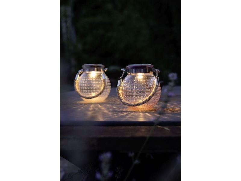 STT Solar Mini Glass Set Dots Beige/Mauve Dekolicht zum Aufstellen oder Aufhängen