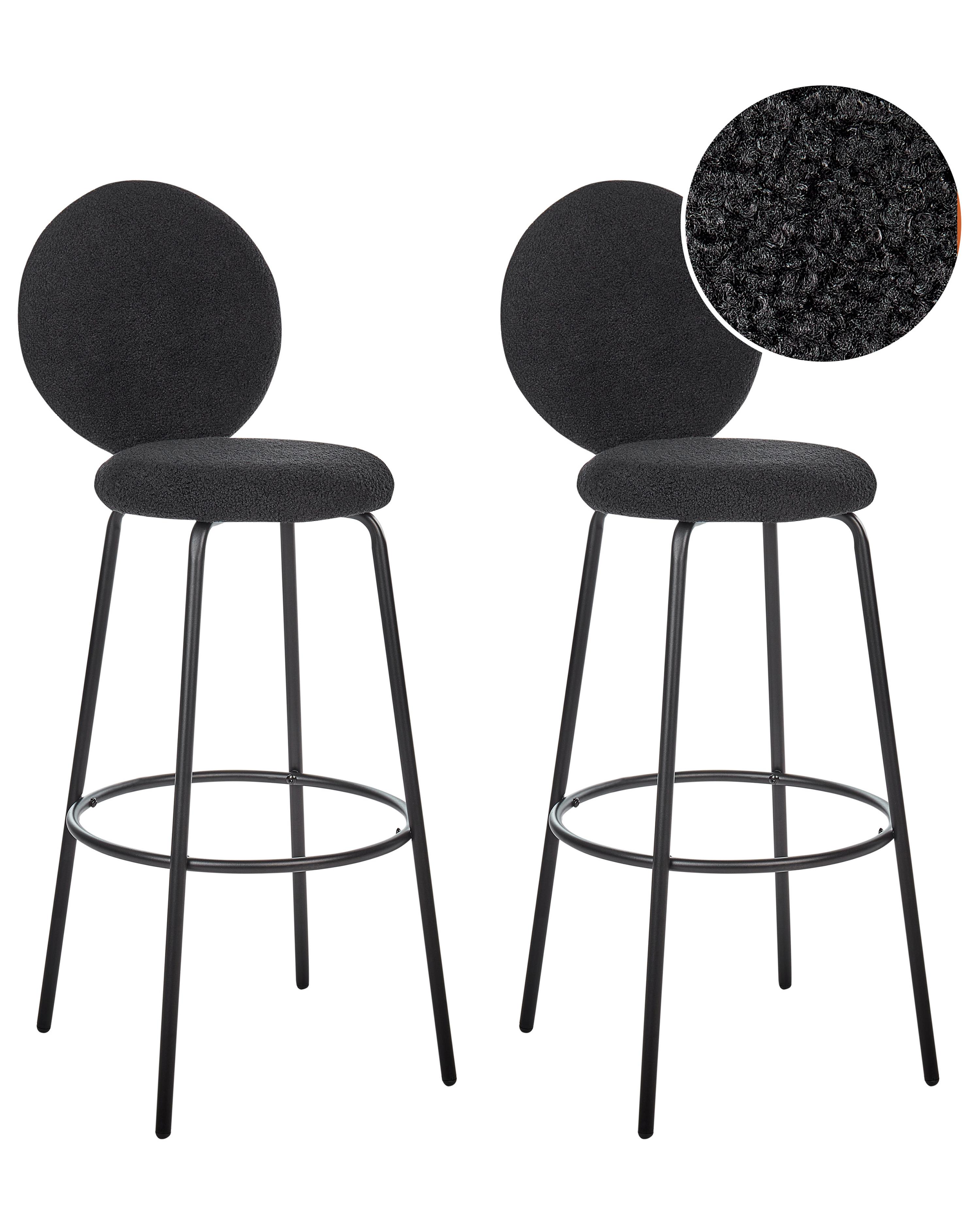 Set van 2 barstoelen EMERY Bouclé Zwart