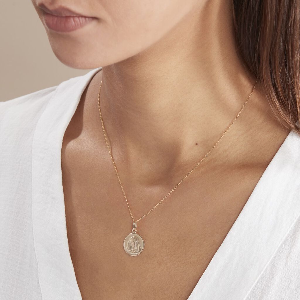 Pendentif Vierge Rond Or Jaune