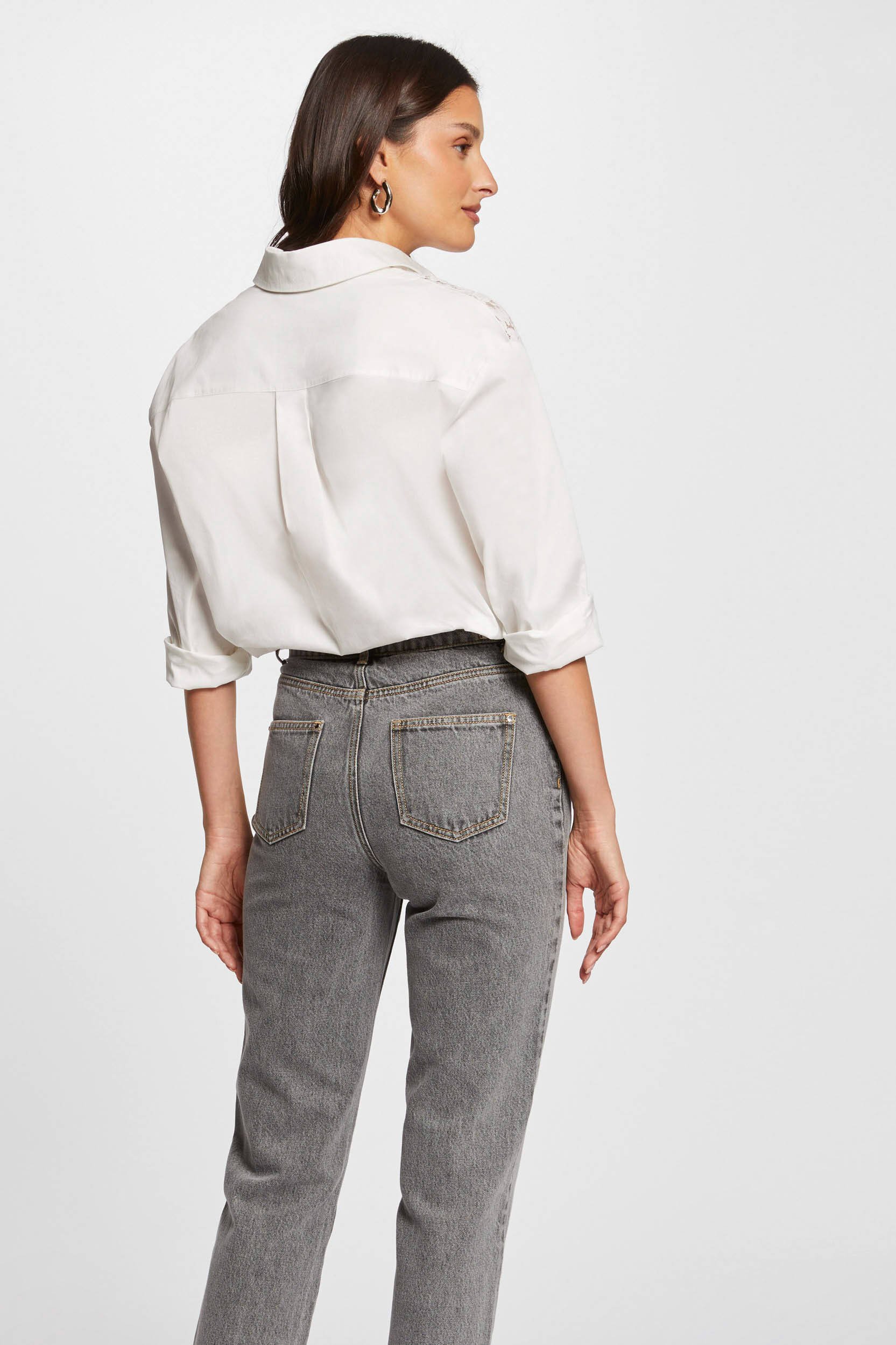 Morgan semi-transparante blouse ecru