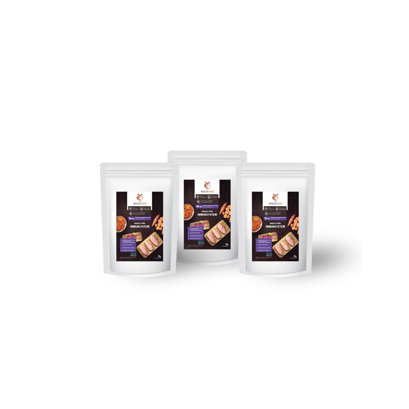 Wildfang Immunsystem Snacks - getreidefrei - 3 x 70 g
