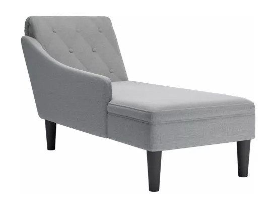 Fauteuil long avec coussin et accoudoir droit gris clair tissu