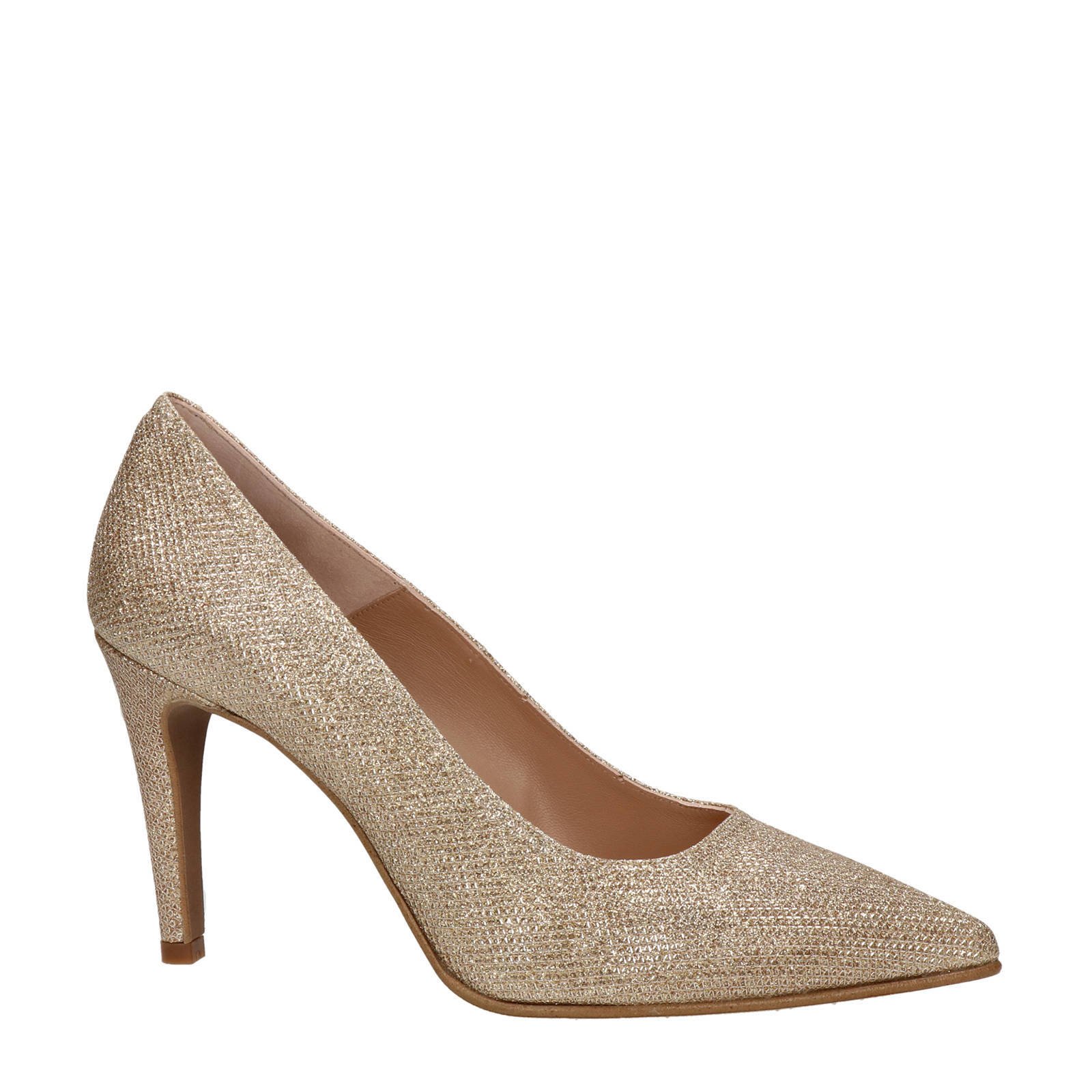 Nelson leren pumps met glitters goud