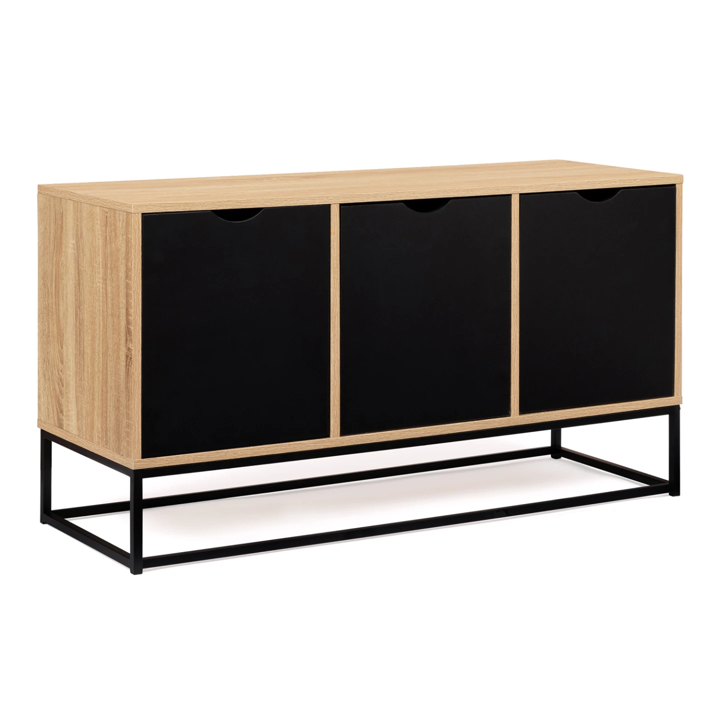 Buffet bas 3 portes noires 113 cm BOSTON design industriel