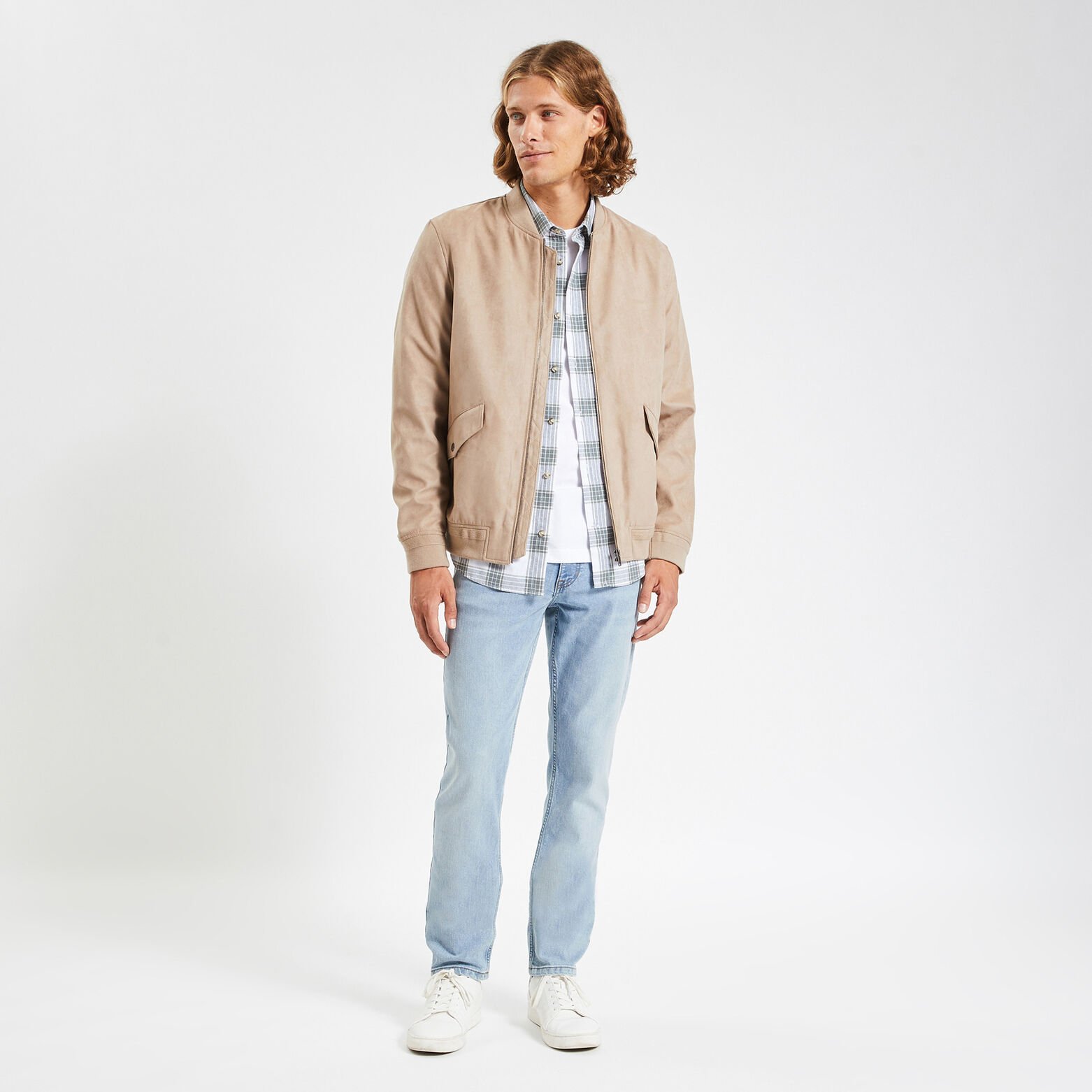 Jean straight en coton et polyester recyclés Bleu