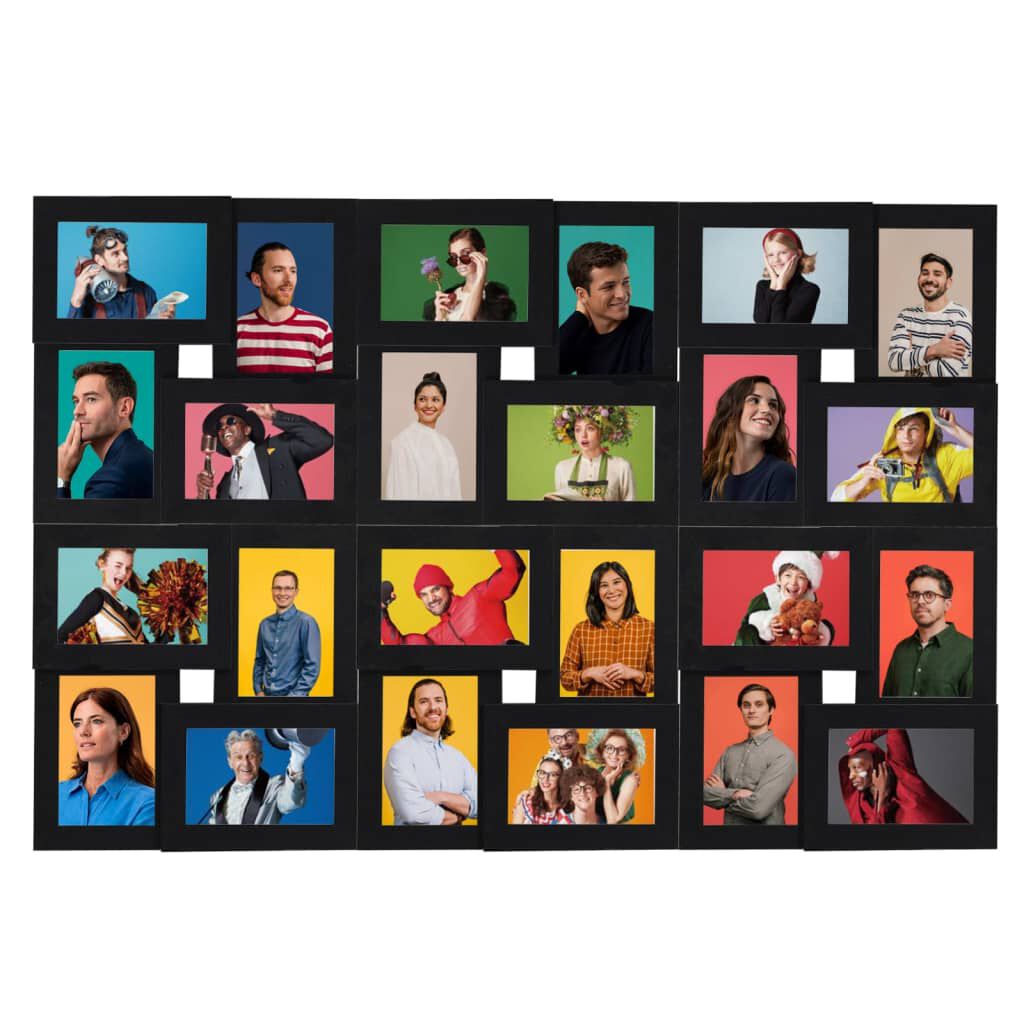 vidaXL Fotolijst voor 24 foto's 10x15 cm, zwart, MDF