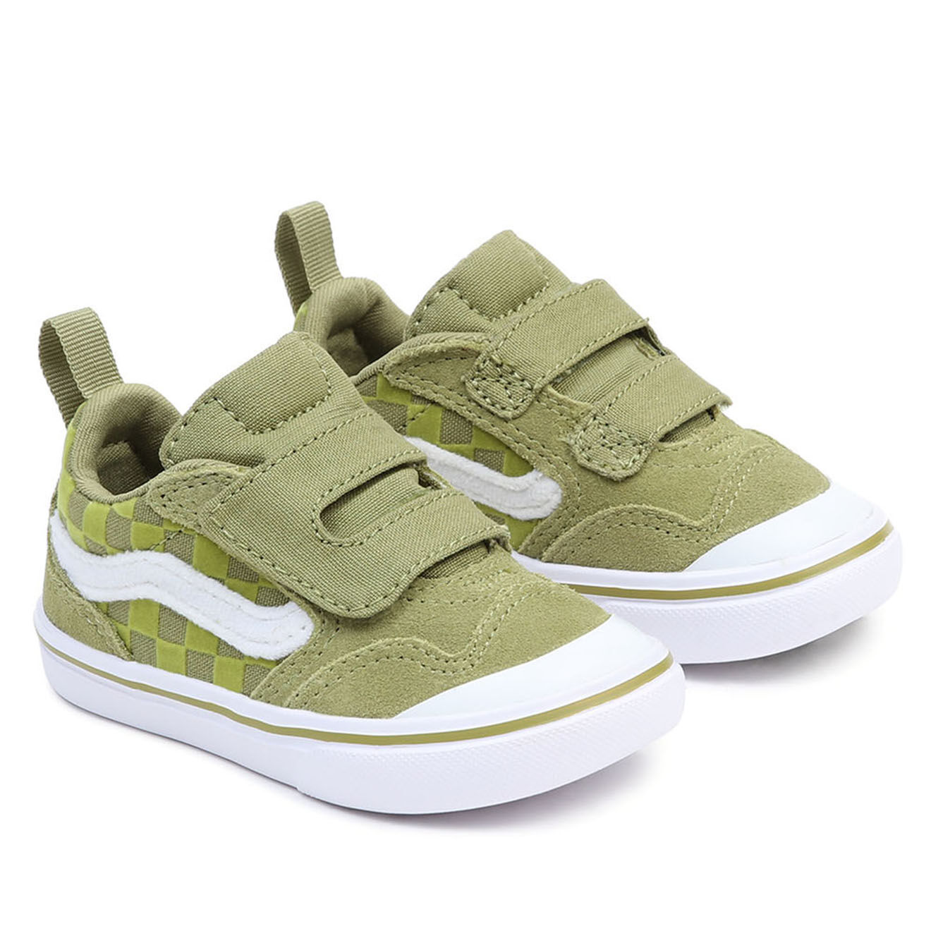 Vans Sneakers en Cuir & Textile ComfyCush New Skool V vertes
