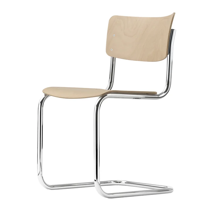 Thonet - S 43 Freischwinger, Chrom / weiss lasiert TP 200