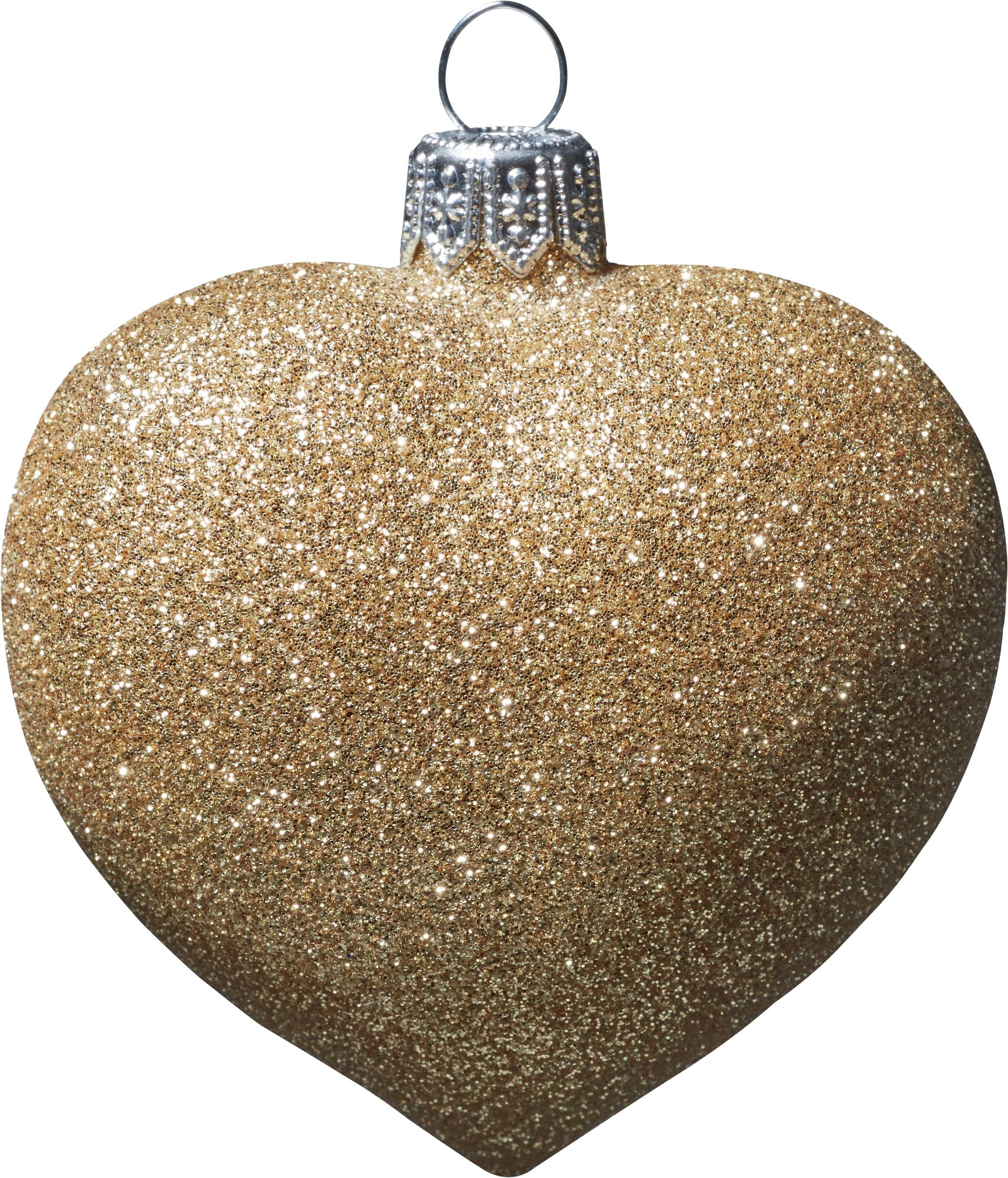 HEART Glasfigur - Gold / B: 6.0 cm