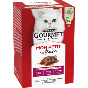 Gourmet Mon Petit Intense Fijne stukjes met Rund, Kalf, & Lam 6x50g