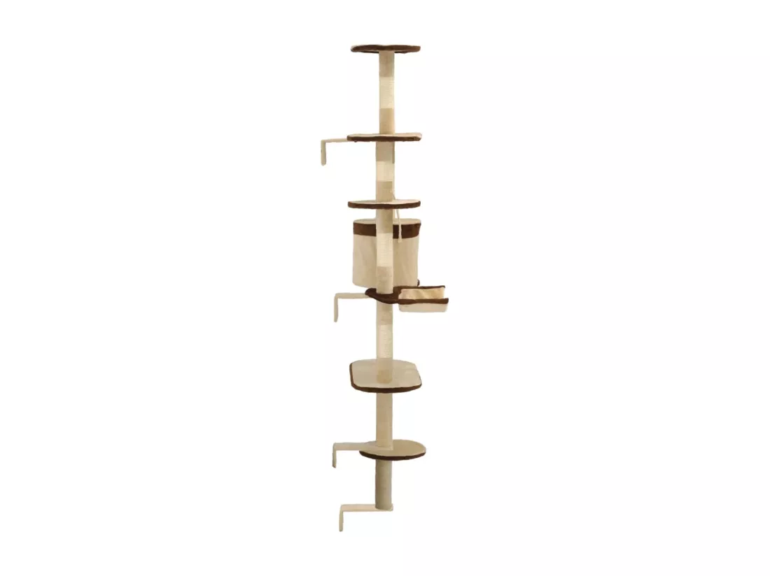 Arbre à chat en sisal Montage mural 194 cm Beige et marron