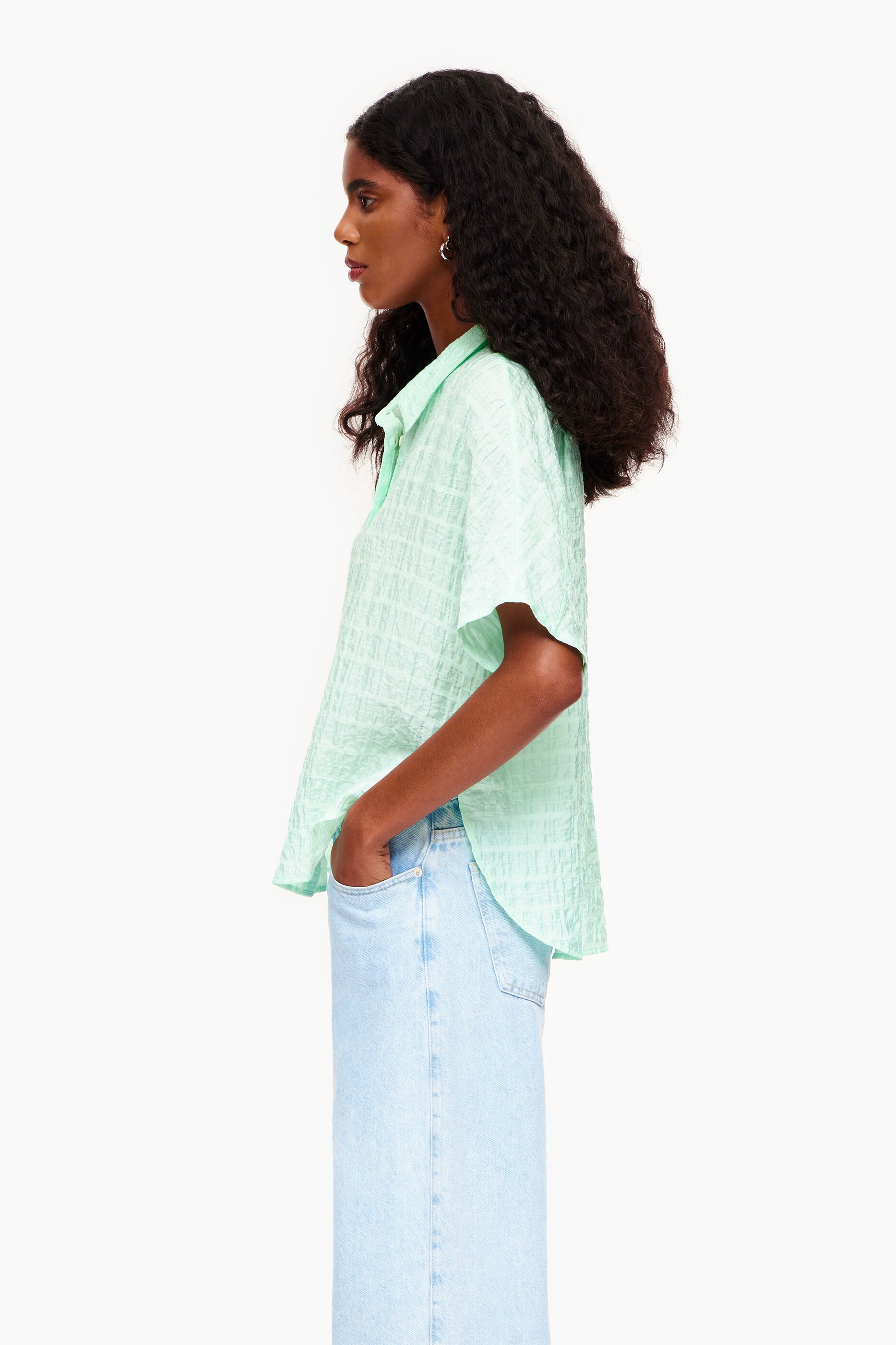 Camisa curta verde menta