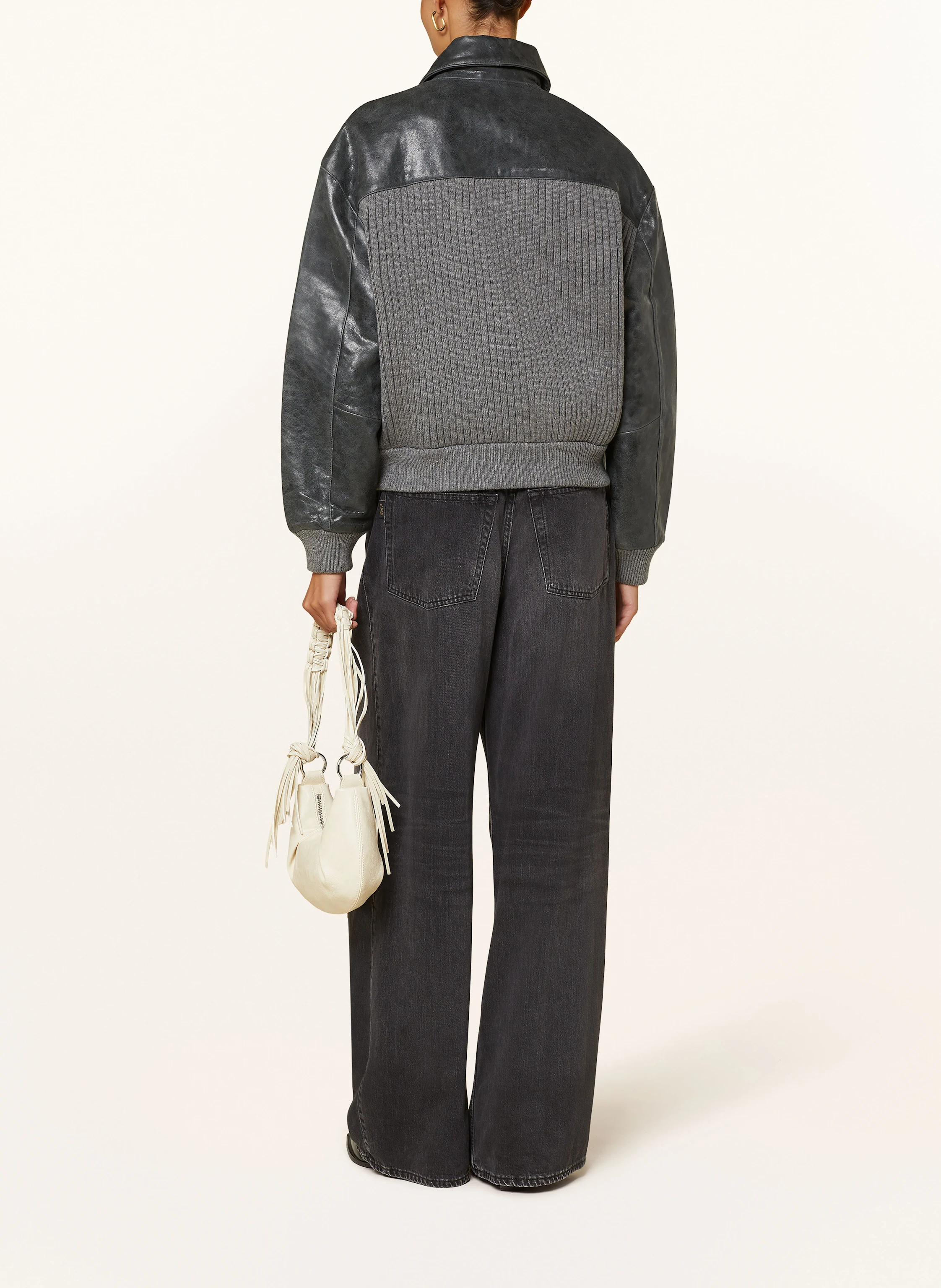 CLAUDIE PIERLOT Lederjacke im Materialmix