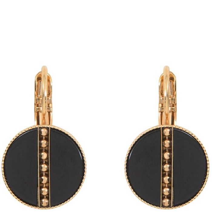 Boucles d'oreilles Hawaï - Laiton doré & nacre noir