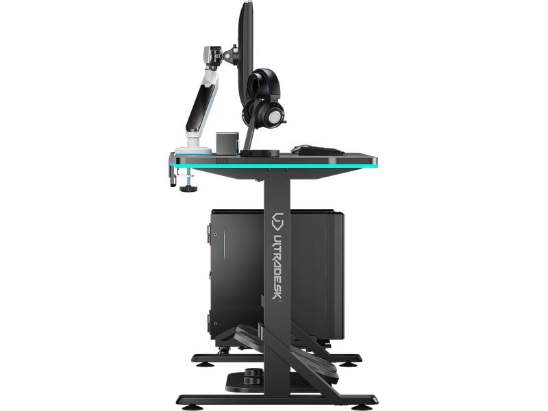 Ultradesk Gaming Tisch Iron Ultrastarker Gaming Tisch mit mechanischer Höhenverstellbarkeit und RGB-Beleuchtung